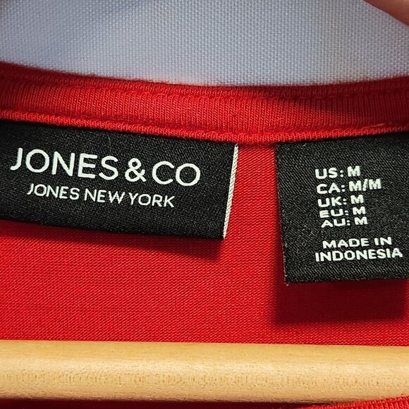 Jones New York Short Sleeve Blouse Women's M Red Lace-Up Shoulder Casual Office - Picture 5 of 8